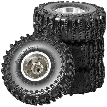 1.0 Beadlock Wheels and Tires Set 4PCS, All Terrain Soft Tires with CNC Aluminum Beadlock Wheels, Compatible with Traxxas TRX4M, Axial SCX24, FMS FCX24 FCX18, AX24, 1/18 1/24 RC Crawlers - color: Bronze