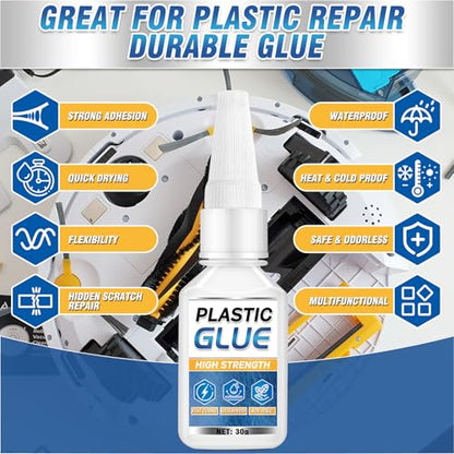 Plastic Glue for Models & Miniatures, Strong Bond, 60g Total (2×30g) | Fast-Setting CA Adhesive with 6 Precision Tips, Strong Model Glue for PLA, ABS, PVC, Acrylic and 3D Print Repairs