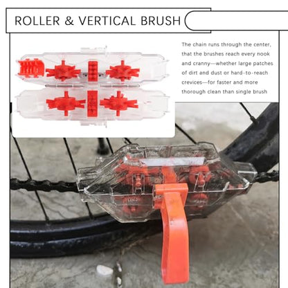 Bike Chain Cleaner Tool with Built-in Roller & Vertical Brush | 2026 Upgraded Transparent Bicycle Chain Cleaner,Portable Bike Chains Cleaning Kit for Chains Deep Cleaning