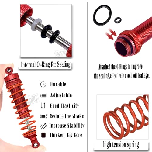 hosupRC Upgrades for 1/10 Rustler/Stampede/Slash 4WD,Drive Shaft CVD&RC Shock&Turnbuckles Camber Links&A Arm&Caster Block,Steering Blocks,Rear Stub Axle Carriers&Steering Bellcranks&Hex Hub,Red - color: Red/D9-Set