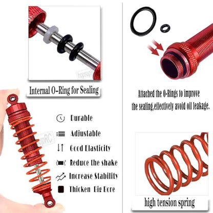 hosupRC Upgrades for 1/10 Rustler/Stampede/Slash 4WD,Drive Shaft CVD&RC Shock&Turnbuckles Camber Links&A Arm&Caster Block,Steering Blocks,Rear Stub Axle Carriers&Steering Bellcranks&Hex Hub,Red - color: Red/D9-Set