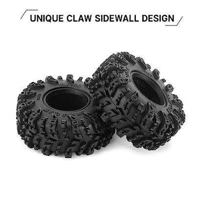 INJORA 1.0 Swamp Claw Mud Terrain Tires for 1/18 1/24 RC Crawler, 56 * 23mm