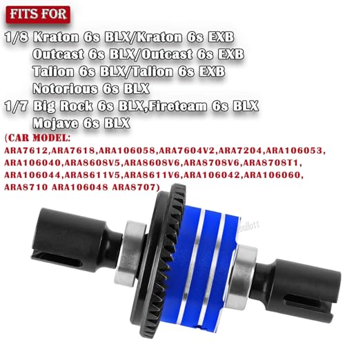 RC 43T/10T Front&Rear Diff Gear Differential Upgrades Part for 1/8 Kraton,Outcast,Notorious,Talion 6s BLX/EXB,1/7 Big Rock,Fireteam,Mojave 6s BLX,Navy Blue - color: Navy Blue-(upgrades）