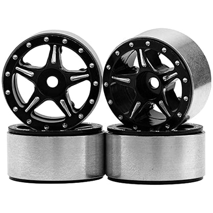 ShareGoo 4Pcs 1.0 Beadlock Wheel Rims 7mm Hex Wheel Hubs Compatible with Axial SCX24 Gladiator Deadbolt Bronco C10 JLU 1/24 RC Crawler Upgrade Parts