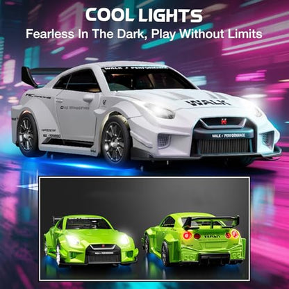 1/43 Scale RC Drift Car, Mini 911 RC Model Car 2.4GHz 4WD RC Alloy D43 Vehicles with Gyro & LED Lights for Adults Hobby Toys (Silver) - color: 911-silver