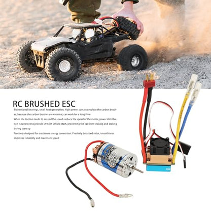 plplaaoo RC 550 Brushed Motor ESC Kit Low Noise High Power Stable 60A Electric Speed Controller with T Male Plug for Hsp Hpi RC Crawler Stainless Steel Copper Plastic (23T)