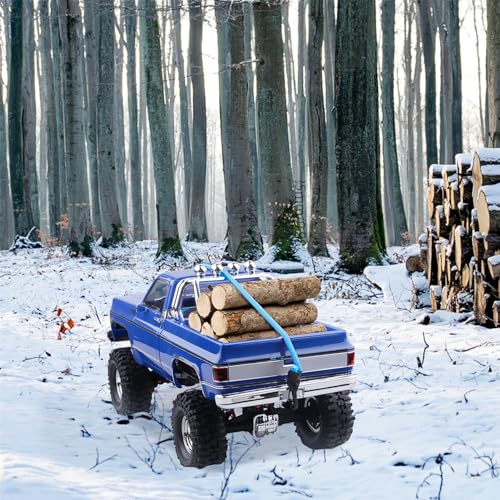 RC Crawler Elastic Trailer Rope Kinetic Winch Strap with Hooks for 1/18 TRX4M TRX4MT 1/24 SCX24 FCX24 AX24 RC Crawler Accessories(Light Blue) - color: Light Blue
