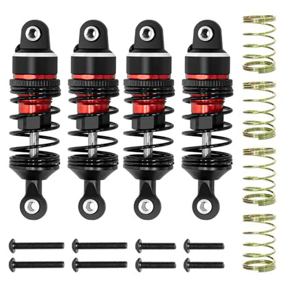 1/16 Aluminum RC Shock Absorber Front Rear Adjustable Springs Shock Damper | for Traxxas 1/16 Mini Slash BL-2S 4x4 Short Course Truck 108164-1, 4PCS, Red - color: Red