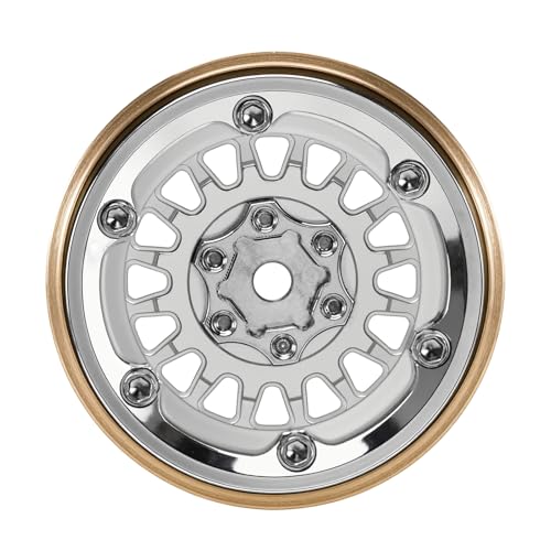 INJORA ModuWheel 1.0" Aluminum Beadlock Wheels Negative Offset -4.4mm for TRX4M SCX24 1/18 1/24 RC Crawlers(Silver) - color: Silver