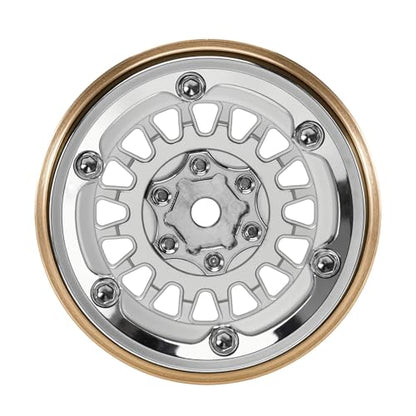 INJORA ModuWheel 1.0" Aluminum Beadlock Wheels Negative Offset -4.4mm for TRX4M SCX24 1/18 1/24 RC Crawlers(Silver) - color: Silver