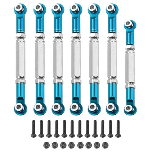 MECCANIXITY Adjustable Turnbuckles Camber Link Linkages Aluminum Alloy RC Car Steering Pull Rod Servo Linkages Tie Rod for 2WD 1/10 RC Car Crawler（Blue） - color: Blue