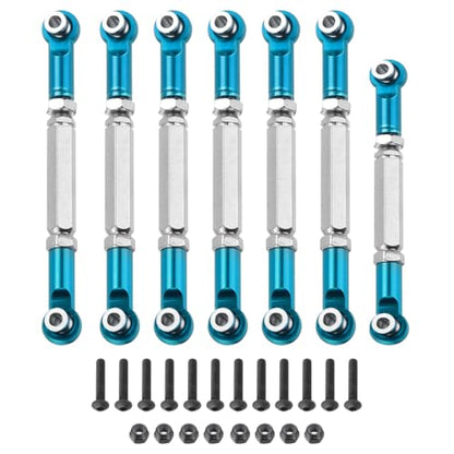 MECCANIXITY Adjustable Turnbuckles Camber Link Linkages Aluminum Alloy RC Car Steering Pull Rod Servo Linkages Tie Rod for 2WD 1/10 RC Car Crawler（Blue） - color: Blue