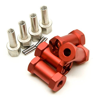 RC 12mm Wheel Hex Drive Hubs Combiner Coupler Aluminum 15mm/20mm/25mm/30mm Offset Extension Longer Combiner Drive Adapter for 1/10 Axial SCX10 Wraith RC Car Upgrade Parts (Red - 25mm) - color: Red - 25mm