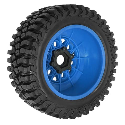 1/8 1/10 RC Short Course Truck Tires 4.96" OD Monster Truck Tires 12/14/17mm Hex Fit for 1:8 Off Road Truck Car Traxxas Slash 2WD 4×4 Rc4wd Arrma Mojave4S Senton Axial Losi Redcat (Blue) - color: Blue