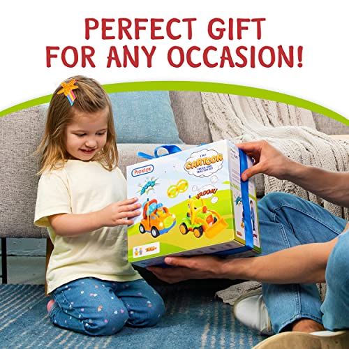 PREXTEX 2 Pack Remote Control Cars for 3-5 Year Old Boys - Truck and Tractor Toddler Toys with Easy Controllers - Sound and Light Play Features - Fun Birthday Gift Toy for Kids - style: Truck/Tractor