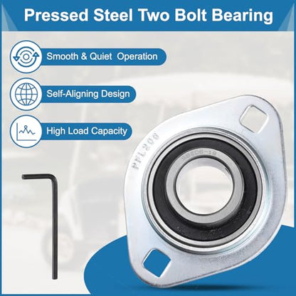 uxcell 2Pcs SBPFL206-18 Pillow Block Bearings 1-3/32" Bore Bearing Units Steel Flange Mounted Bearing Housing with Wrench - size: SBPFL206-18 (1-3/32 ID)