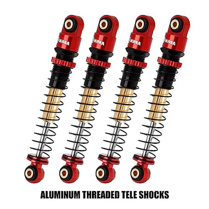 INJORA 43mm Aluminum Threaded Shocks Absorber Damper for 1/24 SCX24 (Red) - color: Red