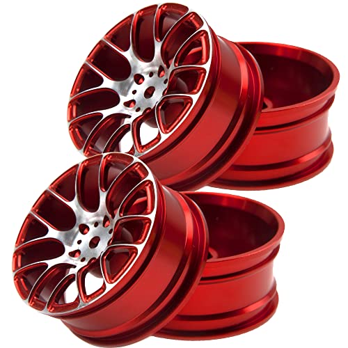 4Pcs Vgoohobby Aluminum Wheel Rims 12mm Hex Hub Width 26mm Compatible with 1/10 Tamiya TT-01 Kyosho RedCat Sakura HSP HPI 1/10 On-Road Racing Touring RC Drift Car (Red) - color: Red