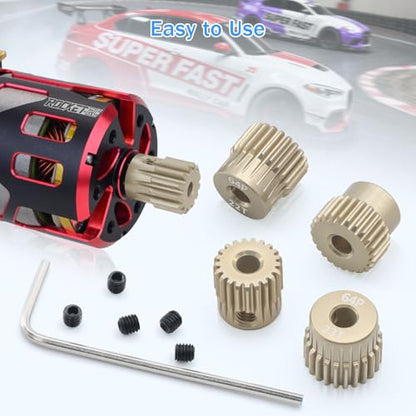 Surpass Hobby 64DP Pinion Gear 21T 22T 23T 24T 25T 3.175mm Motor Gears for 1/10 RC Car Brushed Brushless Motor Parts - size: 21T 22T 23T 24T 25T