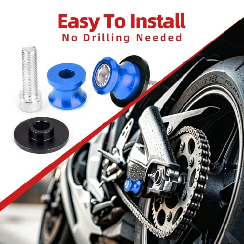 Goldfire 2pcs 10MM M10 X1.25 Motorcycle Swing arm Sliders Spools CNC Swing Arm Stand Screw for FZR 1000/600R/400 for Kawasaki Z750 /Z750S/ Z750R /ER-6F /ER-6N /Duke 125/200/390 (Blue) - color: Blue Style 10MM M10 X1.25 Swing Arm Stand Screws
