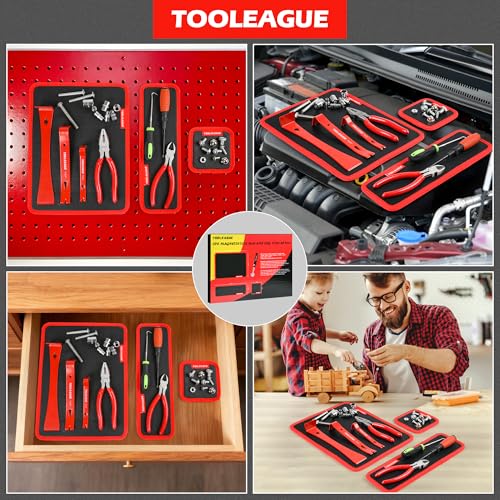 TOOLEAGUE 3Pcs Magnetic Tool Mat with 25Lb Telescoping Magnetic Pickup Pen | 3 Different Size Parts Tool Holder Pad for Organizing Mechanic Wrench Screw Bolts Nuts and Other Small Metal Parts - size: 3Pcs Magnetic Mats with Pickup Tool