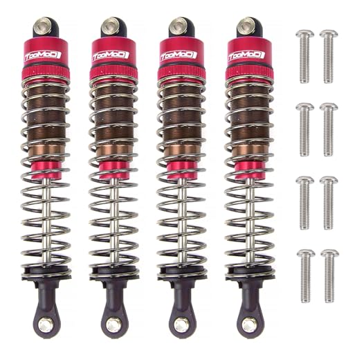 Oil Shock Absorbers Upgrade Compatible with 1/10 RC Cars | Fits Axial / D90 / Scx10 / Tamiya / Trx4 - Oil Damper Upgrade - Red - color: Red