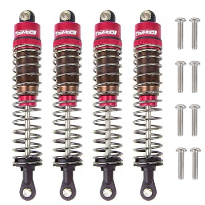Oil Shock Absorbers Upgrade Compatible with 1/10 RC Cars | Fits Axial / D90 / Scx10 / Tamiya / Trx4 - Oil Damper Upgrade - Red - color: Red