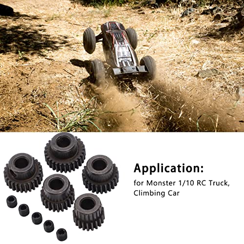 RC Motor Pinion Gear, 20T 22T 24T 26T 28T 5Pcs 48DP 5mm Shaft Hole Motor Pinion Gears Fit for Monster 1:10 Scale RC Truck
