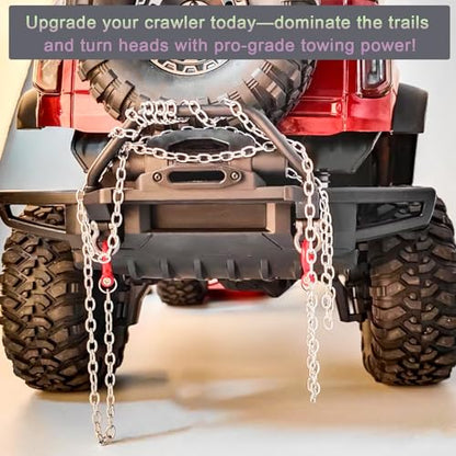 High-Simulation Metal Tow Hook + 100cm Chain Kit for 1/10 Scale RC Crawlers – Compatible with Traxxas TRX4, Axial SCX10 Series – Off-Road Recovery & Realistic Upgrade - color: Black