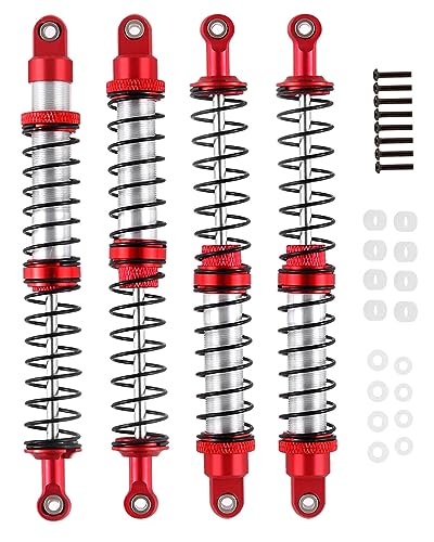 130mm RC Shock Absorber Universal Upgrades Part for 1/10 RC Scale Cars,4PCS Aluminum 7075 Adjustable RC Shock Absorber Hops Up,Red - color: Red, size: 130MM