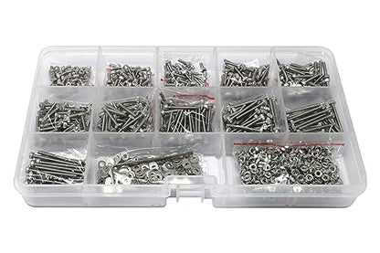 iexcell 1500 Pcs M2 x 4/5/6/8/10/12/14/16/18/20/25 Stainless Steel 304 Hex Socket Head Cap Screws Bolts Nuts Washers Assortment Kit - size: M2 x 4/5/6/8/10/12/14/16/18/20/25mm