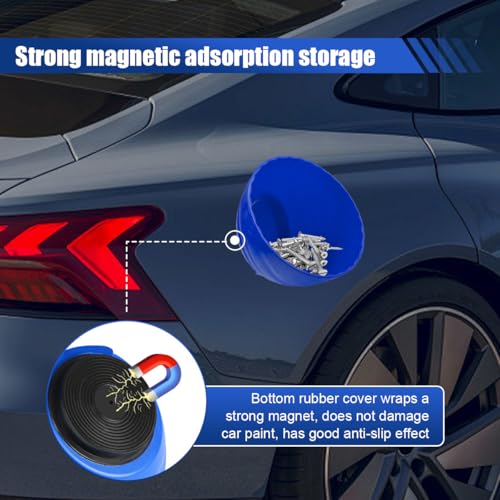 5.7 Inch Magnetic Nut Cup, Dual-Sided Magnetic Bowl, Curved Tool Tray Holds Up to 6 Lbs, Multi-Use Magneti c Parts Tray for Car Bolts Nuts Screws Small Parts Organizer(Blue) - color: Blue