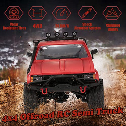 RC Crawler Offroad RC Truck WPL C14 RC Rock Crawler 1/16 Scale 4x4 Waterproof Remote Control Trucks with LED Lights, 2.4G RTR Hobby RC Pickup for Adults