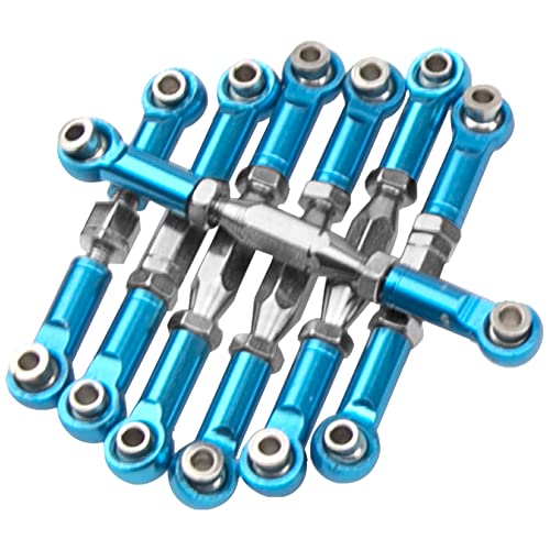 Metal 144001 Steering Linkage Turnbuckles Rod Camber Links Tie Rods Pull Rod Compatible with Wltoys 144001 124019 124018 1/14 RC Car Buggy (Blue)