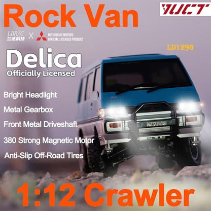 1/12 Scale Mitsubishi Delica RC Van 4WD Rock Crawler with Two Batteries | L300 4WD RC Crawler 4x4 - color: Ld1296-blue