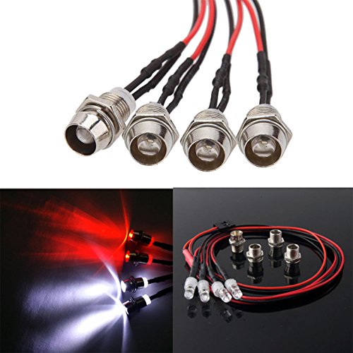 ShareGoo 4LED Light Headlights Taillight Kit Accessories Compatible with Traxxas HSP Tamiya Redcat RC4WD Axial SCX10 1/10 1/12 1/16 RC Car Truck Tank Crawler,3mm