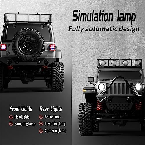 GoolRC 1:12 Scale 4 Wheel Drive Remote Control Car, Off-Road Truck with Lights, 2.4G Remote Control Crawler - color: Black, size: 1 Battery