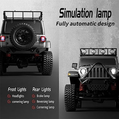GoolRC RC Crawler, 1:12 Scale 4WD Remote Control Car, Off-Road Truck with Lights, 2.4Ghz RC Rock Crawler 4x4 All Terrain RC Car with 2 Battery - color: Black, size: 2 Battery