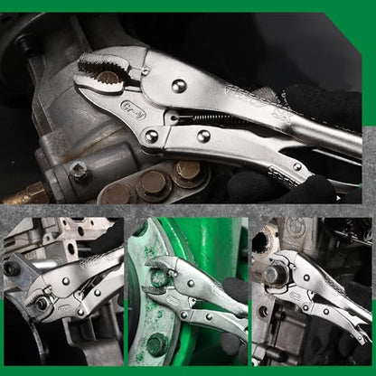 SK 10" Curved Jaw Locking Pliers, Vice Grips, Premium CR-V Steel | Vise Grip Pliers, Nickel-Plated Finish, Ergonomic Anti-slip Handle, Ideal for Welding or Assembly - size: 10"