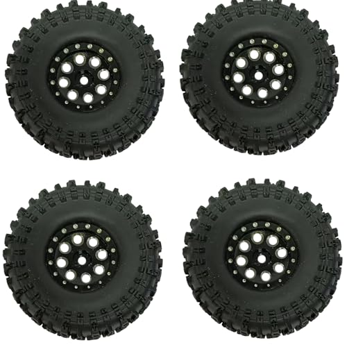 RC TRX4M Tires Set,1.0 Inch Beadlock Wheel Rim & Wheels Tires for 1/18 1/24 Trx4m Axial SCX24 FMS FCX24 RC Crawler Car,4PCS (1.0 Inches) Wheel Rim & Wheels Tires (Aluminum Alloy-A)