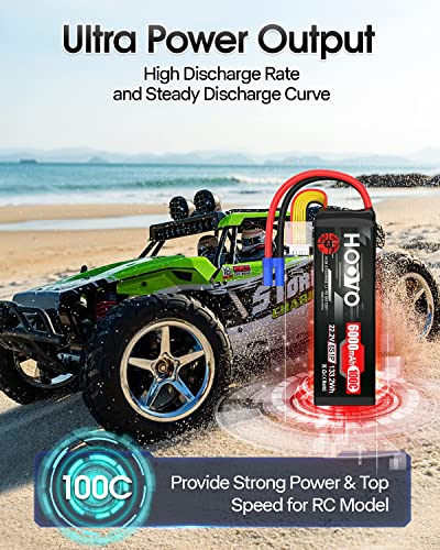 HOOVO 22.2V 6S LiPo Battery 6000mAh 100C Softcase RC Battery for RC Quadcopter Truck Boat Airplane Helicopter RC Vehicle(2 Pack)