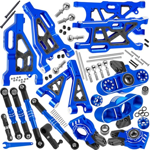 RC Upgrades Part for 1/8 Typhon 6s BLX,1/7 Felony Infraction 6S BLX Limitless,Front Rear Suspension A-Arms,Steering Blocks,Caster Block,Turnbuckles Camber Links w/25T Servo,Navy Blue - color: Navy Blue - (Rc Upgrades)