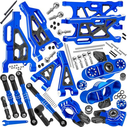 RC Upgrades Part for 1/8 Typhon 6s BLX,1/7 Felony Infraction 6S BLX Limitless,Front Rear Suspension A-Arms,Steering Blocks,Caster Block,Turnbuckles Camber Links w/25T Servo,Navy Blue - color: Navy Blue - (Rc Upgrades)