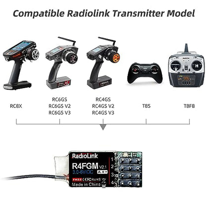 Radiolink RC6GS V3 2.4Ghz 7 Channels RC Transmitter and Receiver R7FG&R4FGM Gyro RX Volt Telemetry Long Range, Surface Radio Controller for RC Car Boat Crawler Truck Buggy Mini Car