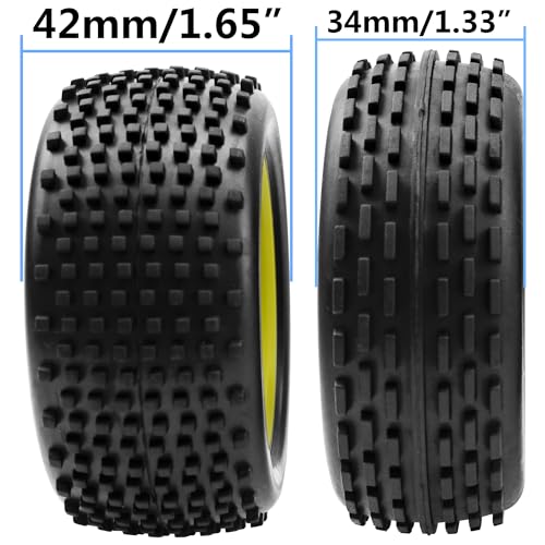 4Pcs HIRCQOO OD 88mm/3.46" Front Rear Rubber Tire Tyre & Plastic Wheel Rims 12mm Hex Compatible with Redcat Shockwave HPI HSP ExceedRC Kyosho 1/10 Scale Off Road Buggy (Yellow) - color: Yellow
