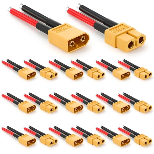 Frienda 10 Pairs Xt60 Plug Connector Female and Male with 14awg Silicon Wire Pre-soldered Kit Bullet Plug Connector for Rc Lipo Battery Cable FPV Quadcopter Car Boat