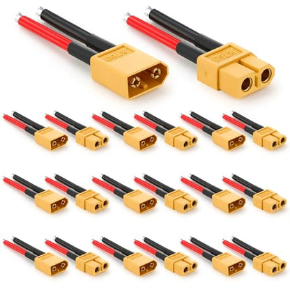 Frienda 10 Pairs Xt60 Plug Connector Female and Male with 14awg Silicon Wire Pre-soldered Kit Bullet Plug Connector for Rc Lipo Battery Cable FPV Quadcopter Car Boat