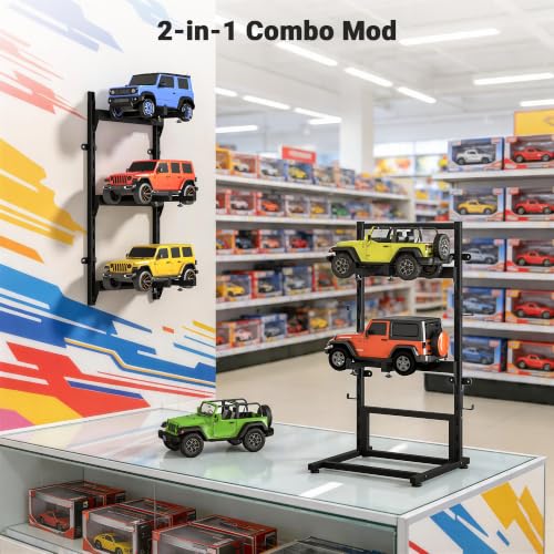 Wall Mount＆Floor RC Car Display Stand, 5 Tier Adjustable RC Car Rack | for Crawler Trucks Workstation,RC Storage Shelf for RC Model Cars 1/6 1/10 1/12 1/24 1/18 Fcx10 Fcx24 Fcx18 Scx24 Scx18 Scx10
