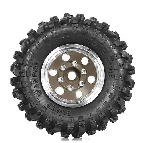 REDSPIDER 1.0 Beadlock Wheels and Tires（4pcs）1.0 Crawler Tires 51*20mm 1.0 Wheel color and style are optional 1/18 1/24 RC Crawler Tires for SCX24 TRX4M FMS FCX24 FCX18 AX24 ﻿ (Brown（circular hole）) - color: Brown（circular Hole）