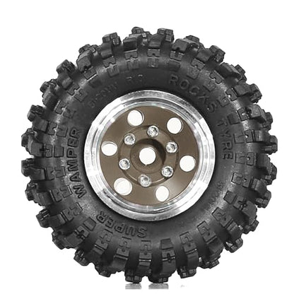 REDSPIDER 1.0 Beadlock Wheels and Tires（4pcs）1.0 Crawler Tires 51*20mm 1.0 Wheel color and style are optional 1/18 1/24 RC Crawler Tires for SCX24 TRX4M FMS FCX24 FCX18 AX24 ﻿ (Brown（circular hole）) - color: Brown（circular Hole）